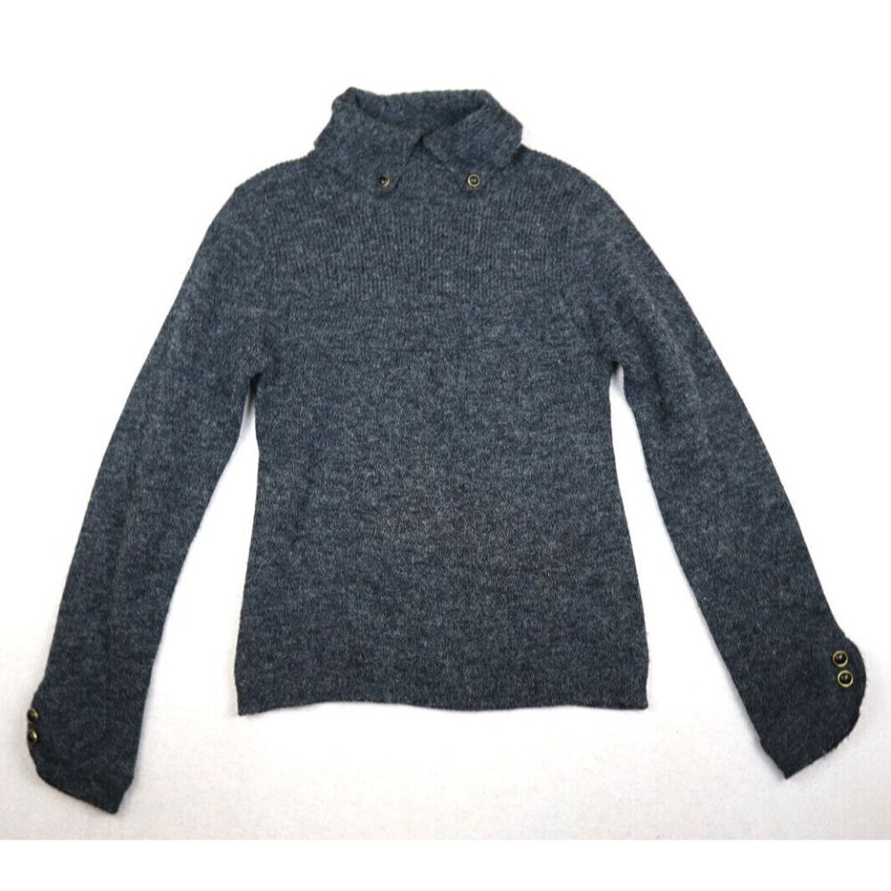 TULLE - WOMEN'S GRAY FUZZY TEXTURED TURTLENECK PULLOVER SWEATER - SIZE M